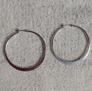 Silvertone large hoop wire earrings